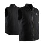 Front and back view product photo of Magnetar heated vest with sleeveless insulated design, zip closure, and practical front pockets for work and outdoor use