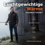 Lifestylebild leichte beheizbare Magnetar Heat Weste für Herren beim Angeln im Freien, kabellose Wärme, ideal für Outdoor, Arbeit und Alltag