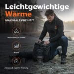Lifestylefoto einer leichten beheizten Magnetar Hoodie bei Outdoor Nutzung, ideal für Arbeit, Freizeit und täglichen Einsatz im Freien