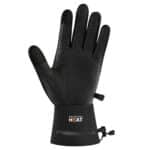 Front view product photo of black Magnetar heated glove with grip pattern palm, adjustable cuff, designed for outdoor work and cold weather use