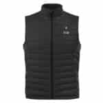 Product photo of a black Magnetar heated vest with quilted padding, full zipper and stand-up collar for outdoor and work use in cold weather